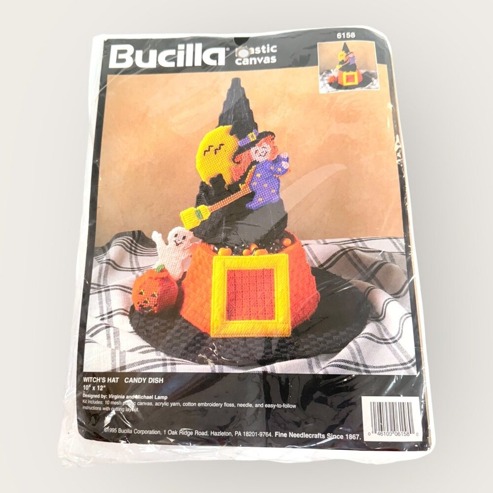Bucilla Plastic Canvas Witchs Hat Candy Dish Kit 6158 New Sealed